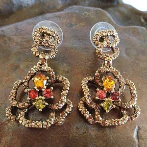 Joan Rivers Perfect Pave Rose Dangle Earrings Secure Lock Back Closure Thailand